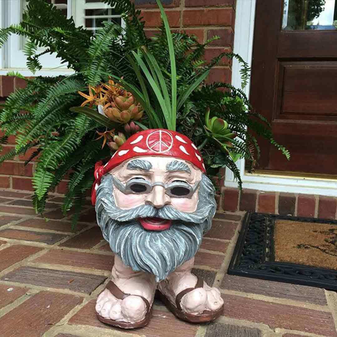 Muggly Hippie "Jerry" and Flower Child "Janice" Painted Face Humorous Planter-xinru