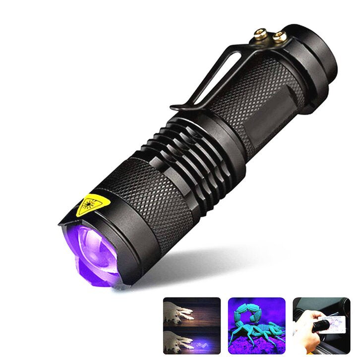 LED UV Flashlight Ultraviolet Torch With Zoom Function-xinru