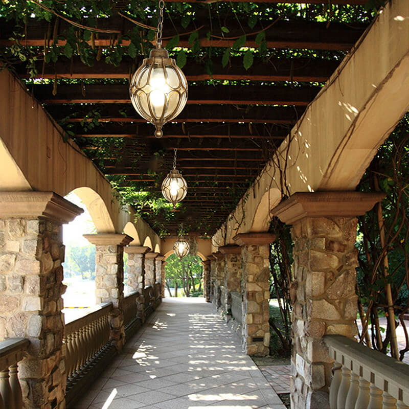 European Retro Spherical 1-Light Outdoor Waterproof Pendant Light-xinru