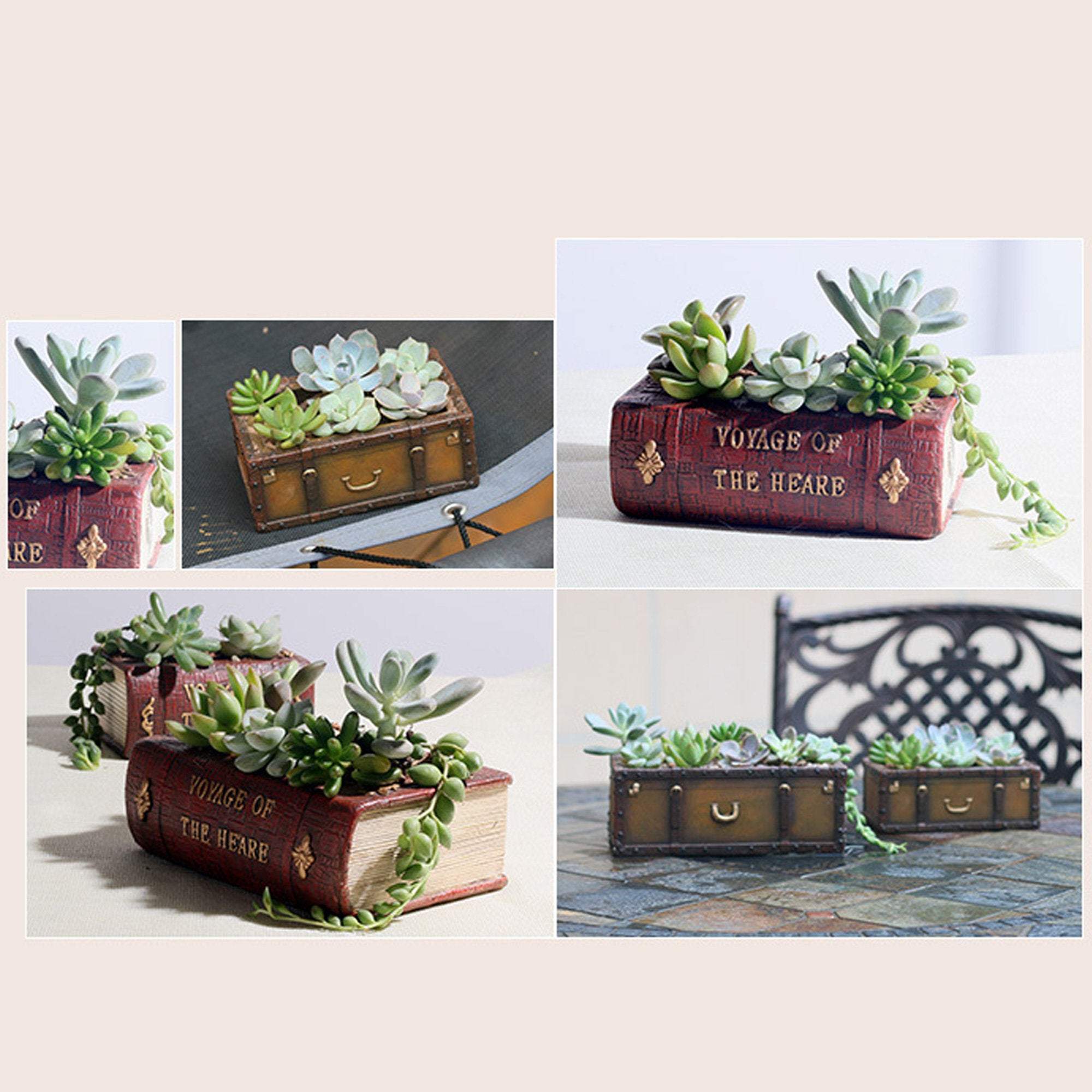 Vintage Book Succulent Herb Planter Flower Basket Pot Plant Home Decor-xinru