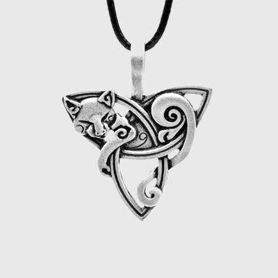 Viking Fox Triquetra Fenrir Animal Pendant Drop Earring Supernatural Amulet Knot-xinru