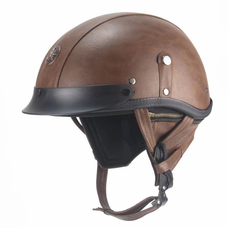 Leather Vintage Motor Helmet-xinru shop