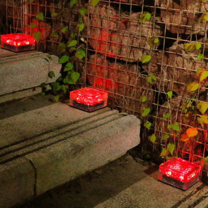 Solar LED Ice Brick Waterproof Glass Ground Light Garden Light-xinru