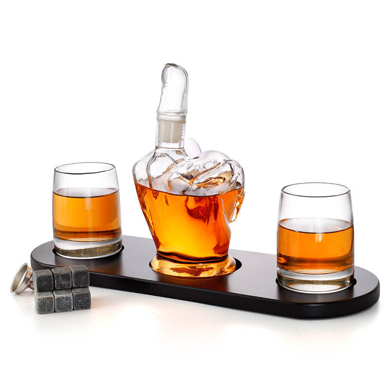 Middle Finger Whiskey Wine Decanter With 2 Glasses Set-xinru