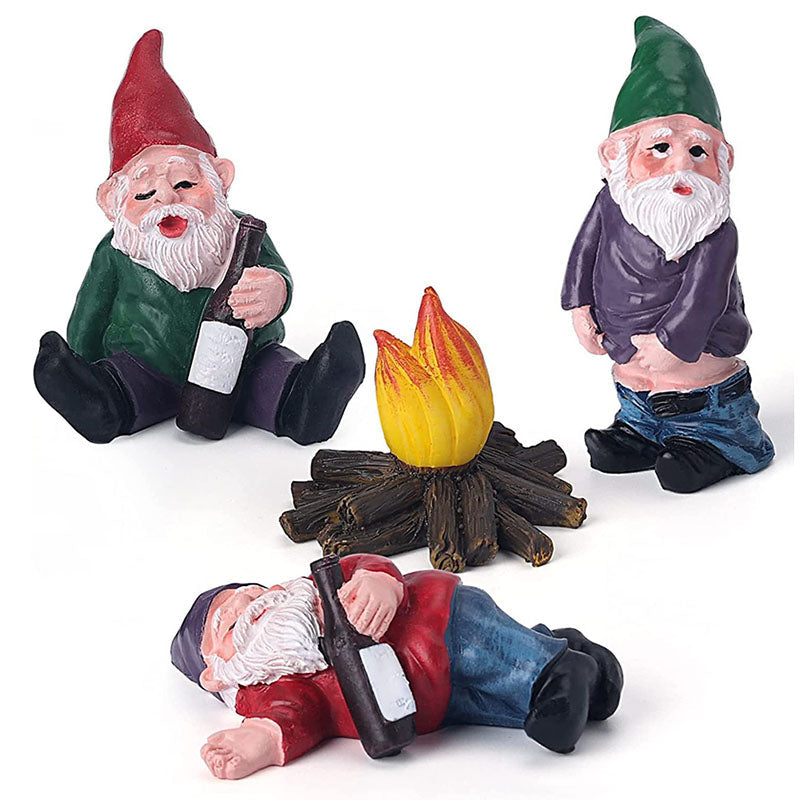 Drunk Dwarf Garden Gnomes 4 Pack-xinru