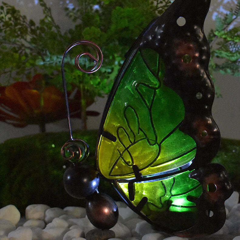 Solar Glass Butterfly Outdoor LED Decorative Garden Light-xinru