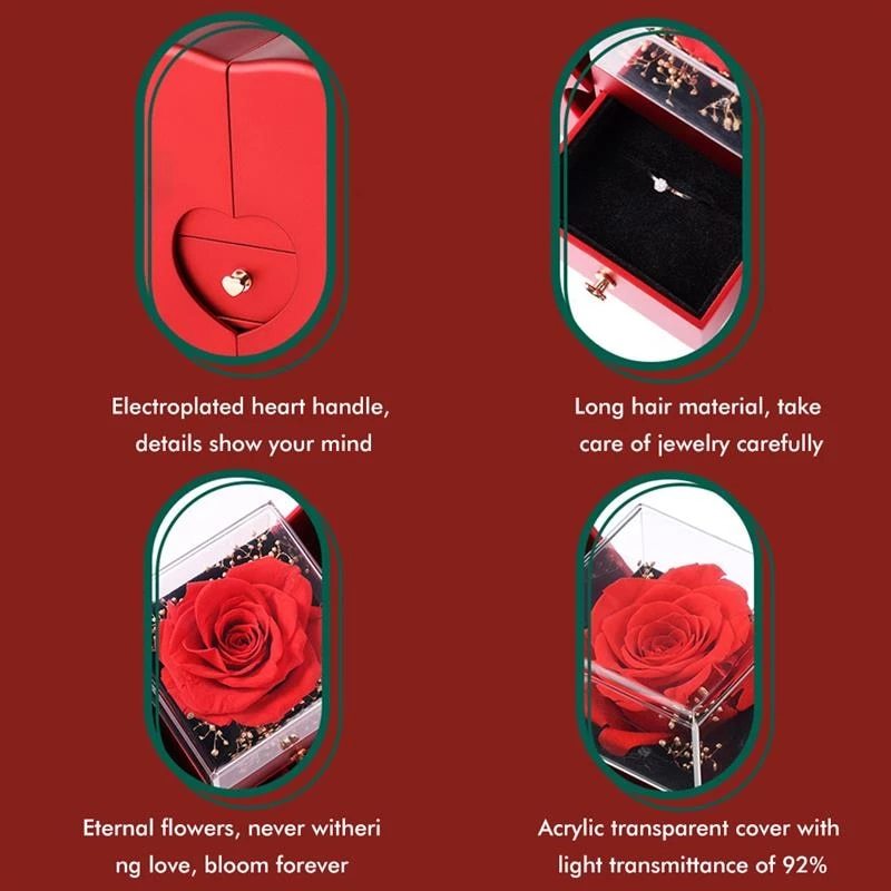 Mother's Day Gift Wedding Ring Box Rose Flower  Box Necklace-xinru