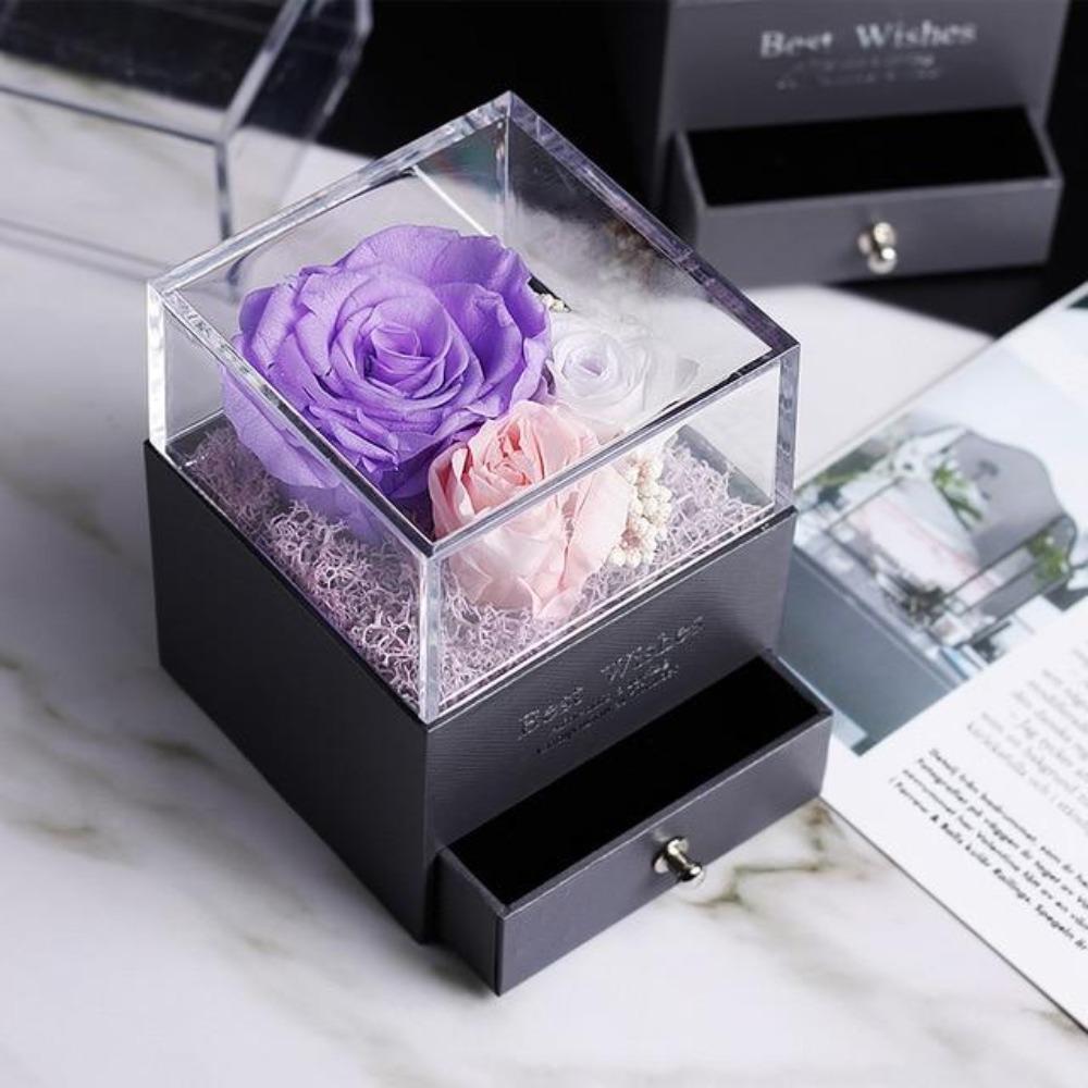 Immortal Preserved Rose Teddy Bear Box Display-xinru