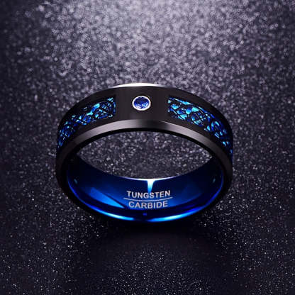 Men's Zirconia Tungsten Carbide Black Dragon Ring-xinru