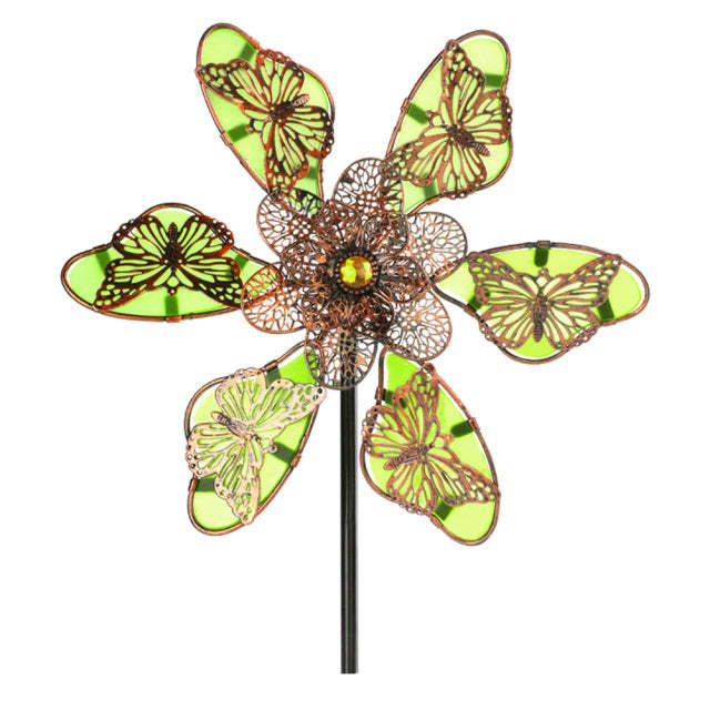 Metal Luminous Butterfly Flowers Windmill Stake-xinru