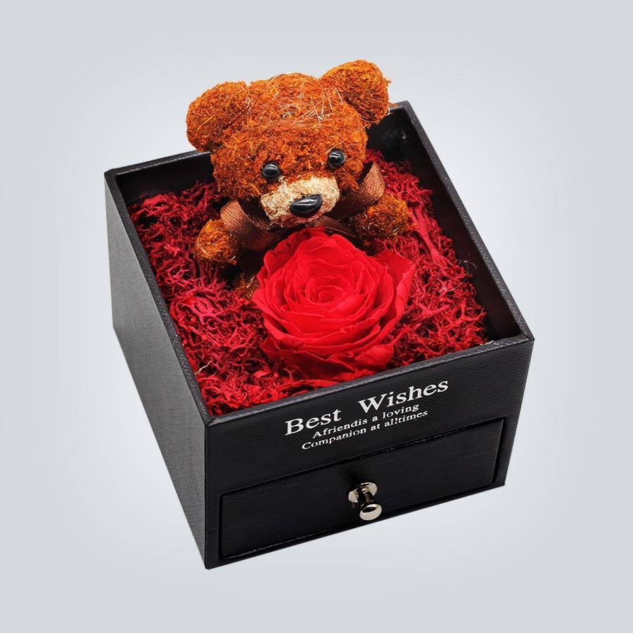 Immortal Preserved Rose Teddy Bear Box Display-xinru