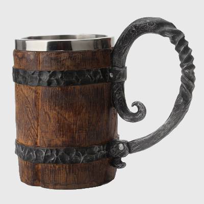 Viking Wooden Barrel Stainless Steel Resin Mug-xinru