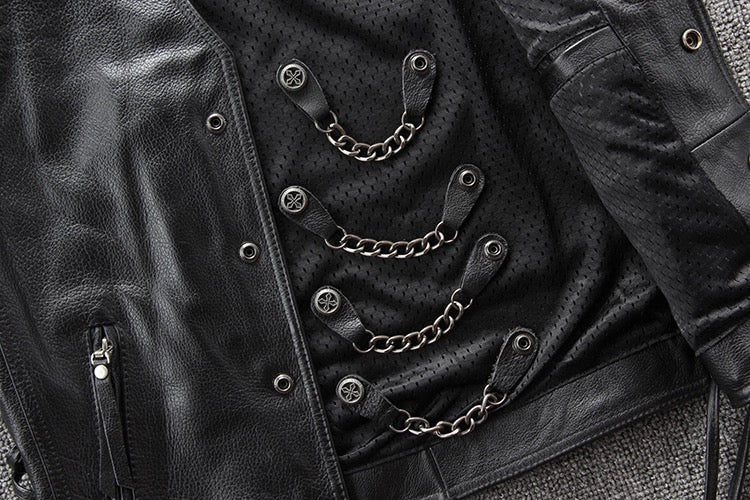 Motorcycle Chain Leather Vest-xinru shop