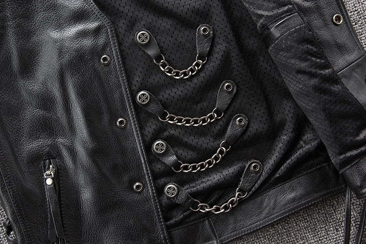 Motorcycle Chain Leather Vest-xinru shop