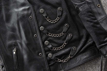 Motorcycle Chain Leather Vest-xinru shop