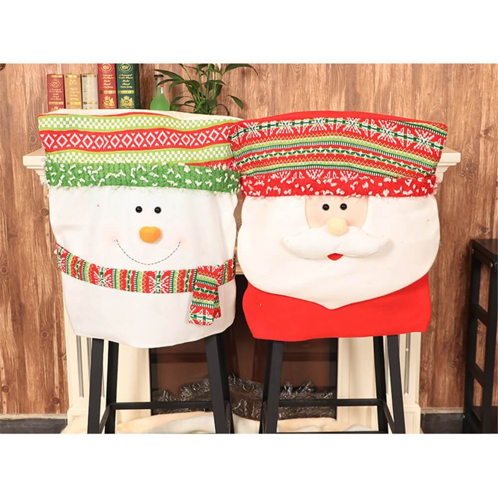 Christmas Chair Covers Santa Snowman Xmas Dinner Chair Back Cover-xinru shop