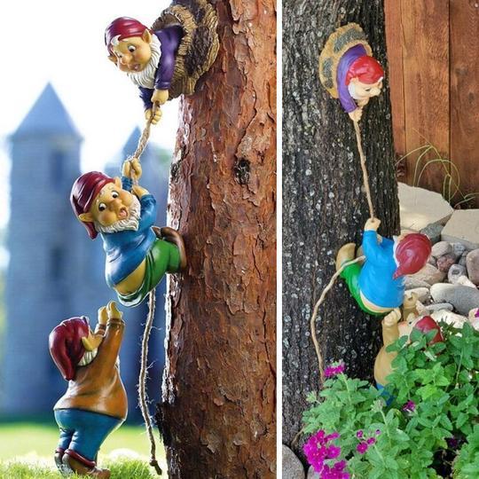 Garden Ornaments-gnomes Climbing On The Tree-xinru