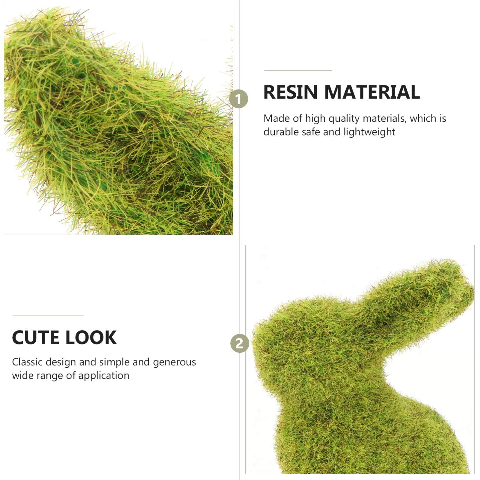 Rabbit Resin Flocked Garden Statue Decor-xinru