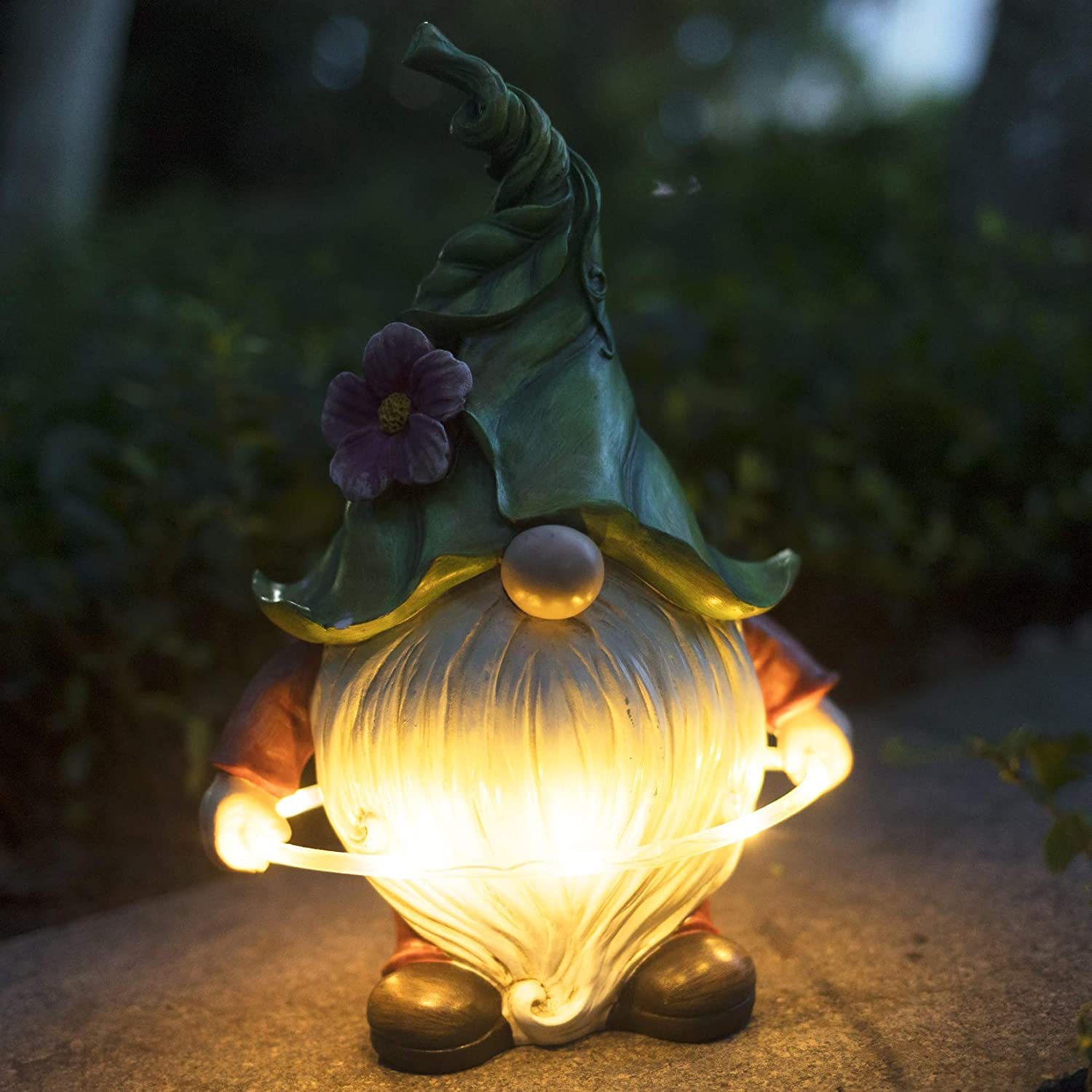 Solar Lamp Garden Gnome Playing Circle Resin Dwarf Statue Outdoor Decoration-xinru