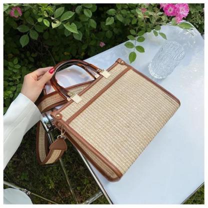 ウーブンバッグ大容量トートバッグ-xinru shop