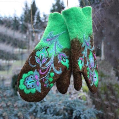 Thicken Color Block Embroidered Winter Warm Gloves-xinru shop