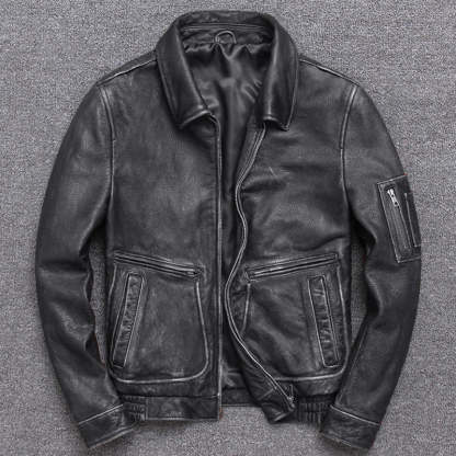 Distressed Lapel Cropped Leather Jacket-xinru shop