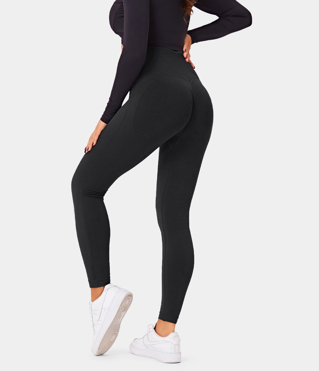 Seamless Flow High Waisted Butt Lifting Plain Full Length Leggings-xinru shop