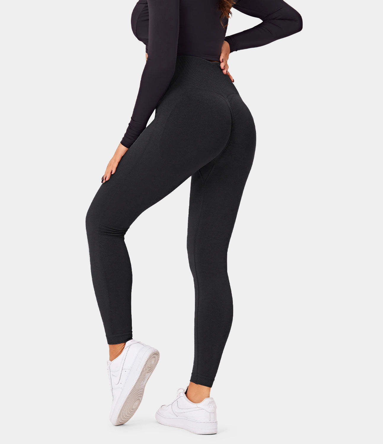 Seamless Flow High Waisted Butt Lifting Plain Full Length Leggings-xinru shop