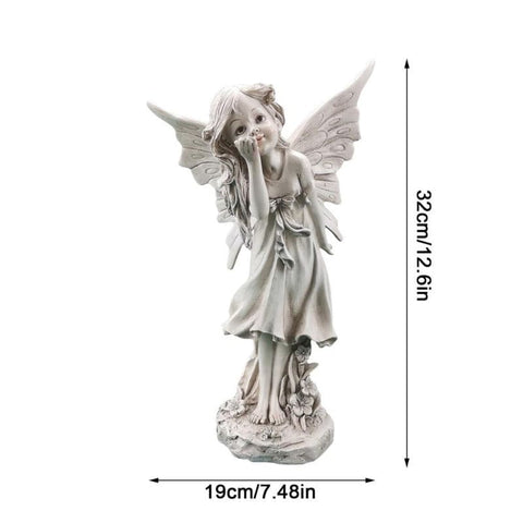 Playful Flower Fairy Angel Statue Size