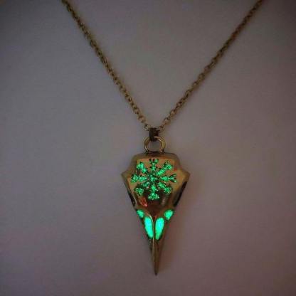 Viking Raven Glowing Runic Compass Pendant Necklace-xinru