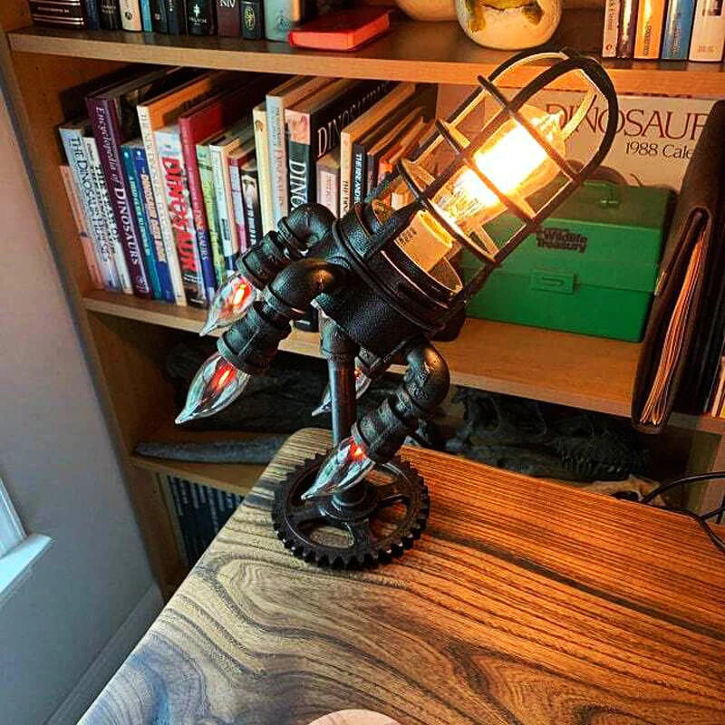 Steampunk Style Table Lamps Rocket Ship Retro Light Bedside Decoration Ornaments-xinru
