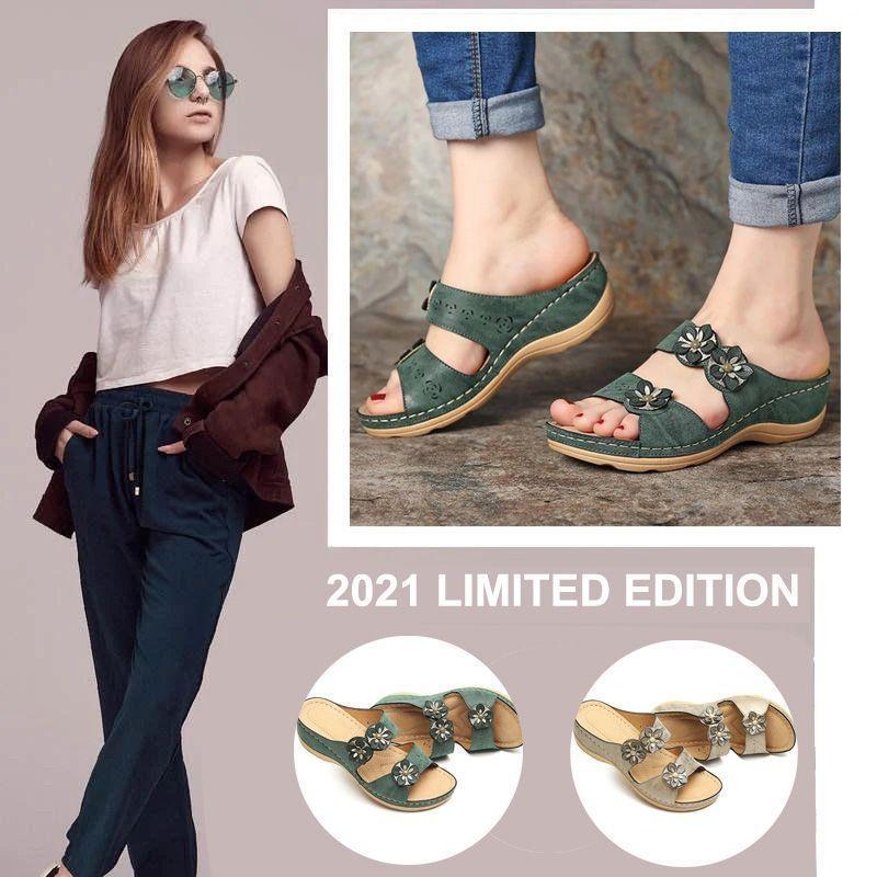 Premium Handicraft Open Toe Charming Fancy Flower Women Sandals-xinru