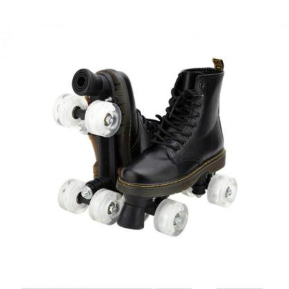 Black Flash Roller Skates Leather Martens Skates-xinru shop