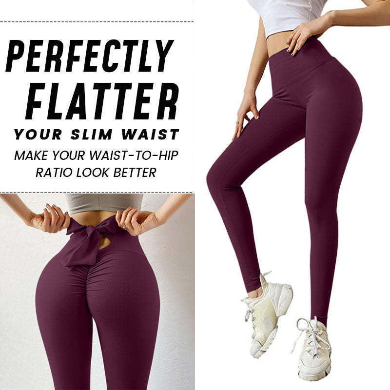 Sexy Peach Buttock Bowknot Yoga Workout Pants-xinru