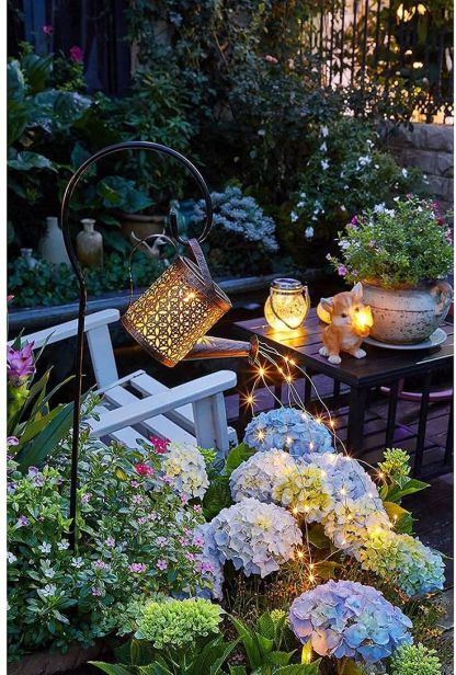 Solar Star Shower LED Watering Can Garden Art Deco Lights Decor-xinru