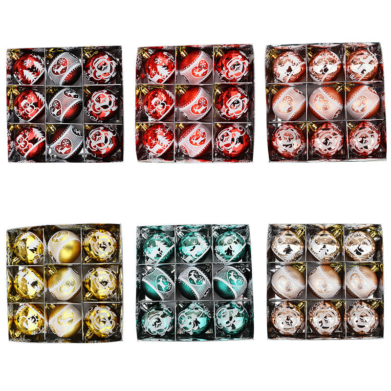 Classic Christmas Element Christmas Ball Ornaments, Set of 9-xinru shop