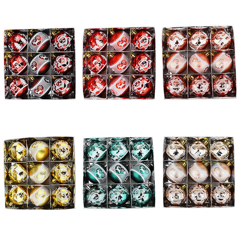 Classic Christmas Element Christmas Ball Ornaments, Set of 9-xinru shop