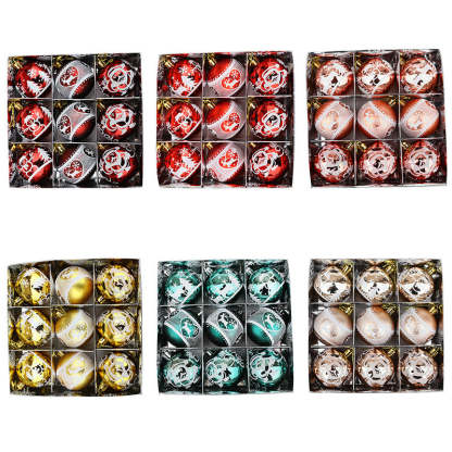 Classic Christmas Element Christmas Ball Ornaments, Set of 9-xinru shop