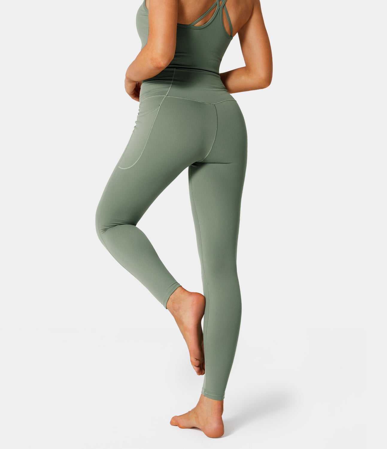 Cloudful® Crossover Pocket Plain 7/8 Leggings-xinru shop