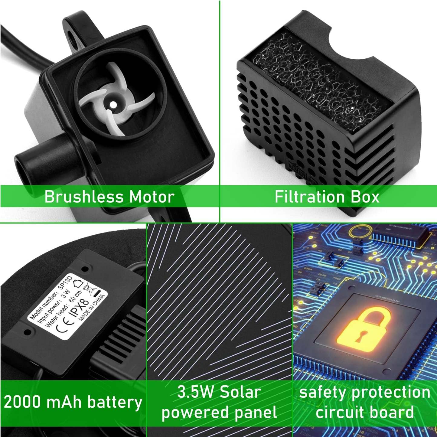 Floating Solar Bird Bath Fountain Kit Lamp-xinru