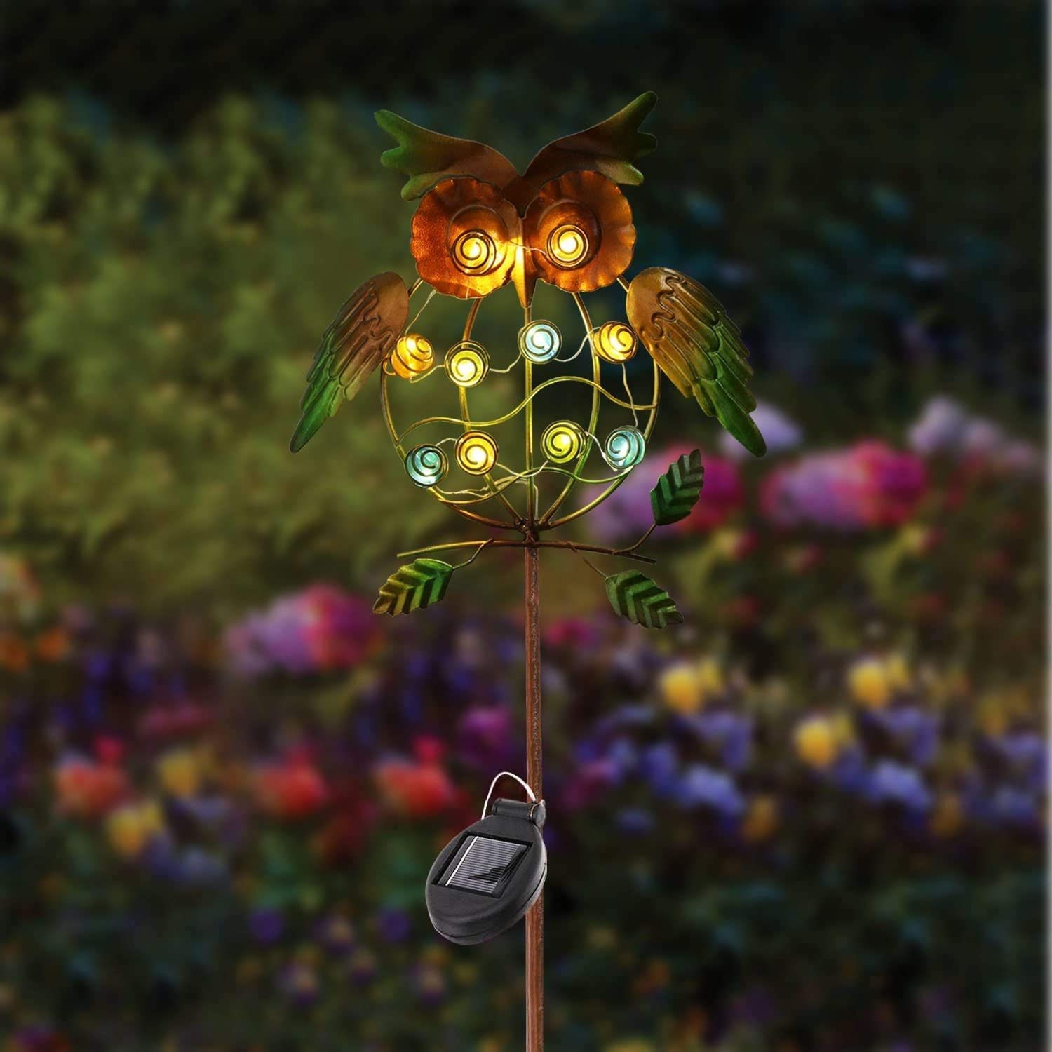 Creative Metal Owl Solar Lights Outdoor Garden Animal Decoration-xinru