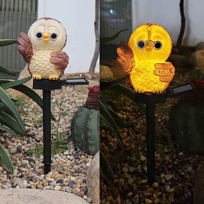 Outdoor Solar Owl Lights Stake Lights Garden Ornaments-xinru