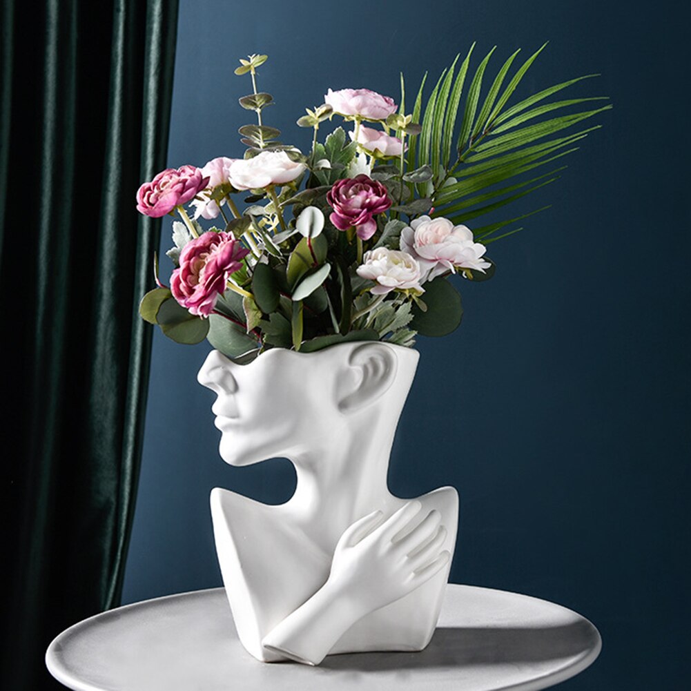 White Ceramic Vase Portrait Nordic Ceramic Vase Decorative Flower Vase Home Decor | Whiteflip