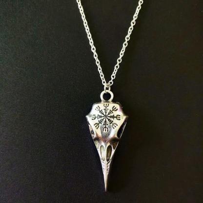 Viking Raven Glowing Runic Compass Pendant Necklace-xinru