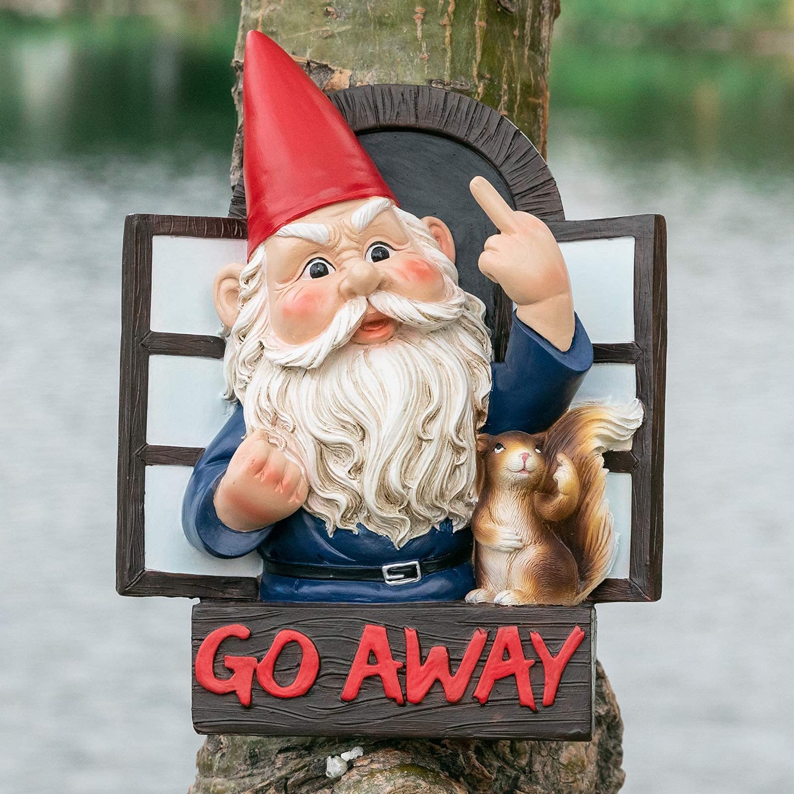 Go Away Garden Gnome Funny Whimsical Grumpy Gnome Figurine-xinru