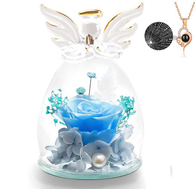 Mother's Day Gift Glass Bottle Handmade Rose Flowers And Love You Necklace-xinru