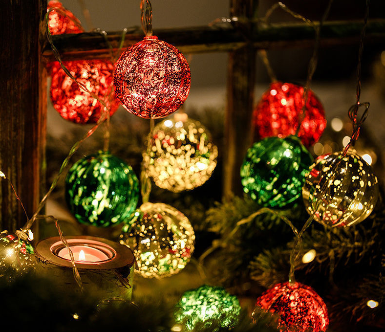 Holiday Party Christmas Decorative Metal Ball String Light-xinru