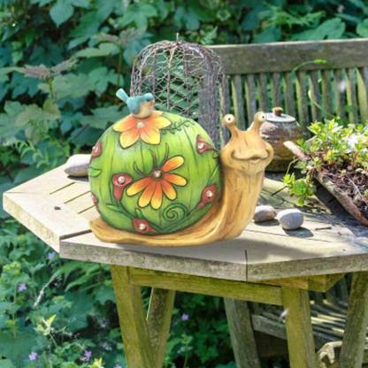 Snail Figurine Waterproof Resin Figurine With Solar LED Lights Gargon Decorati-xinru