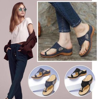 Flower Embroidered Flip Flop Orthopedic Arch-Support Sandals-xinru shop