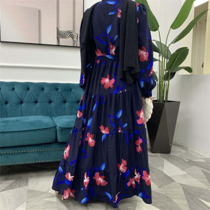 Ramadan Gifts Closed Robes Floral Dresses-xinru